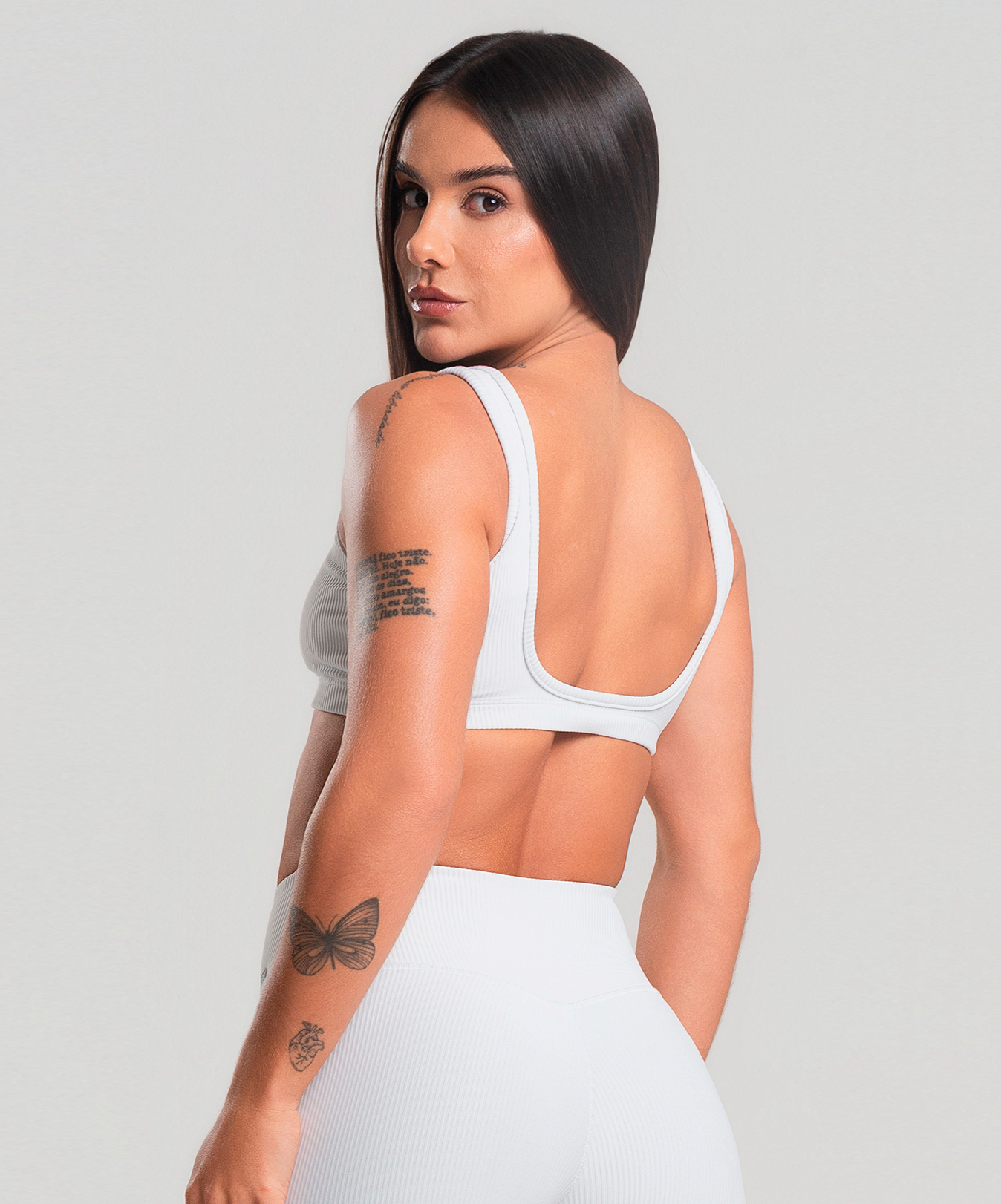 Top Alça Canelado Branco