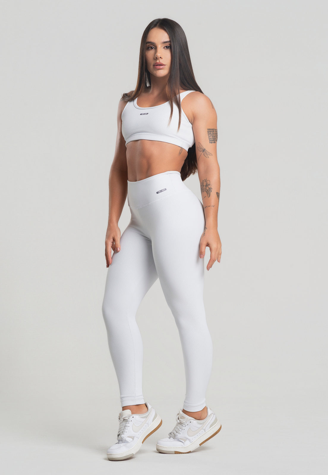Conjunto Calça + Top Canelado Branco