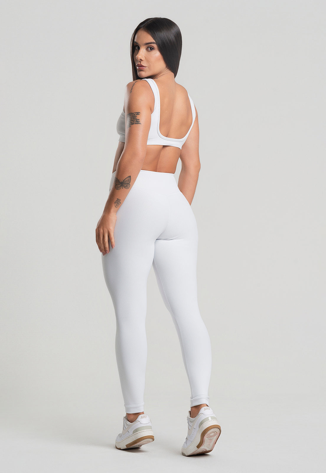Conjunto Calça + Top Canelado Branco