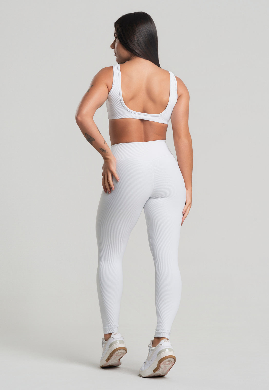 Conjunto Calça + Top Canelado Branco