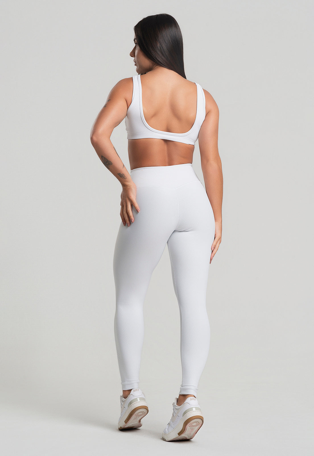 Conjunto Calça + Top Canelado Branco