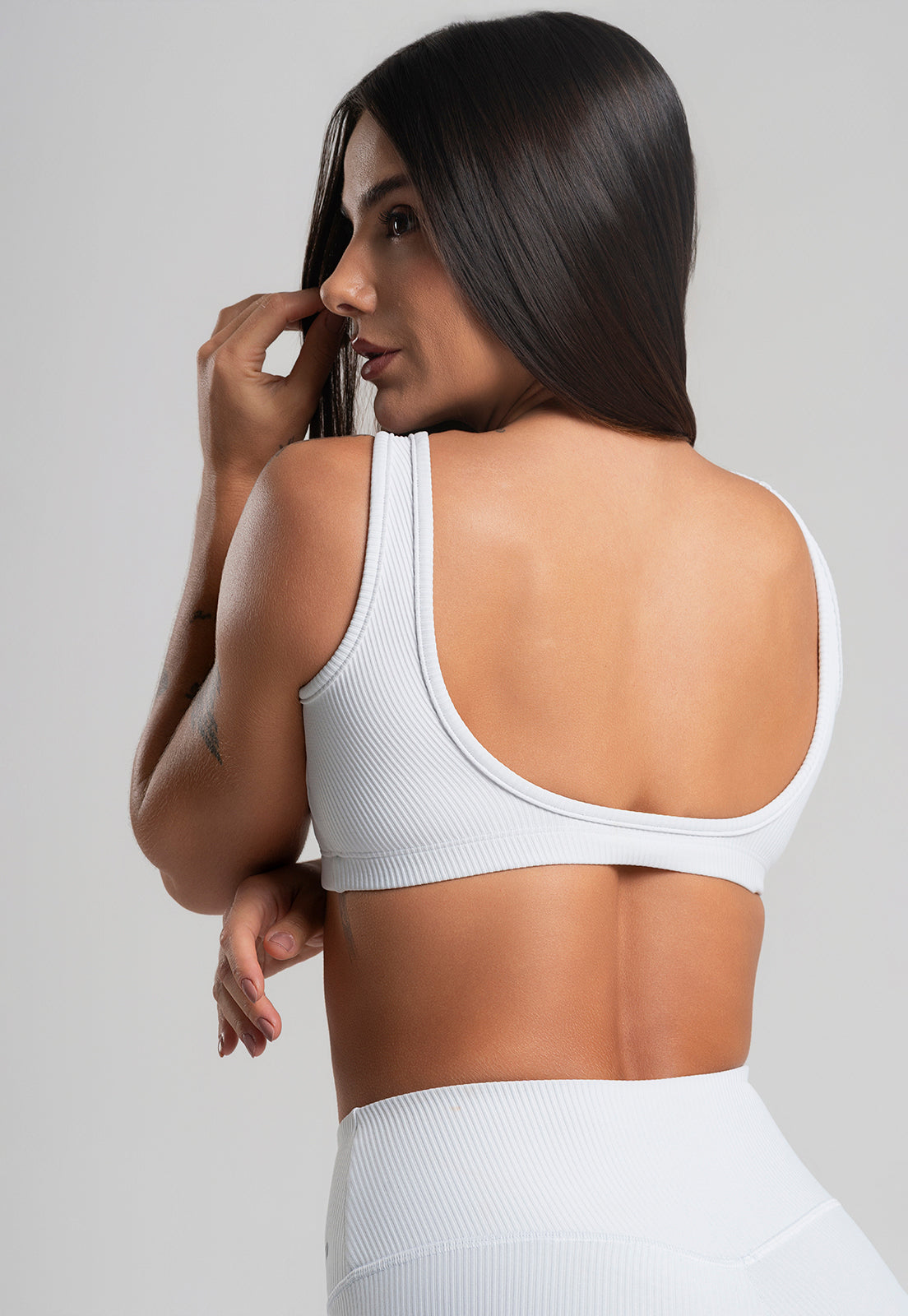 Conjunto Calça + Top Canelado Branco