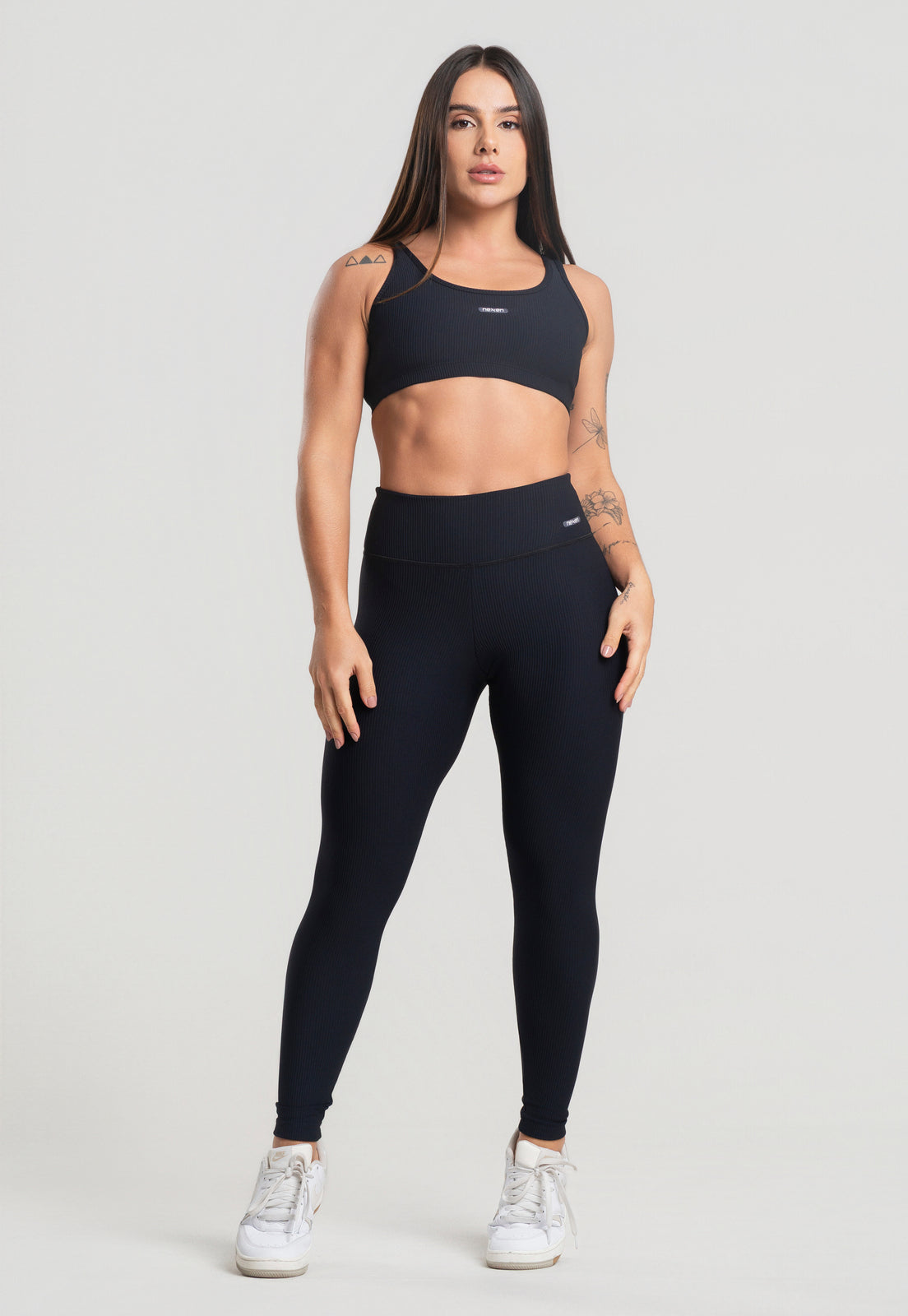 Conjunto Calça + Top Canelado Preto