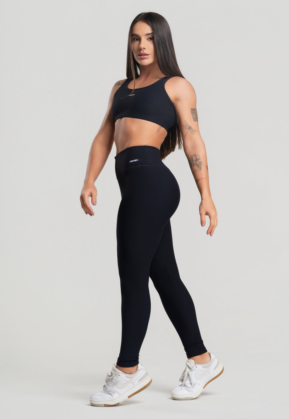 Conjunto Calça + Top Canelado Preto