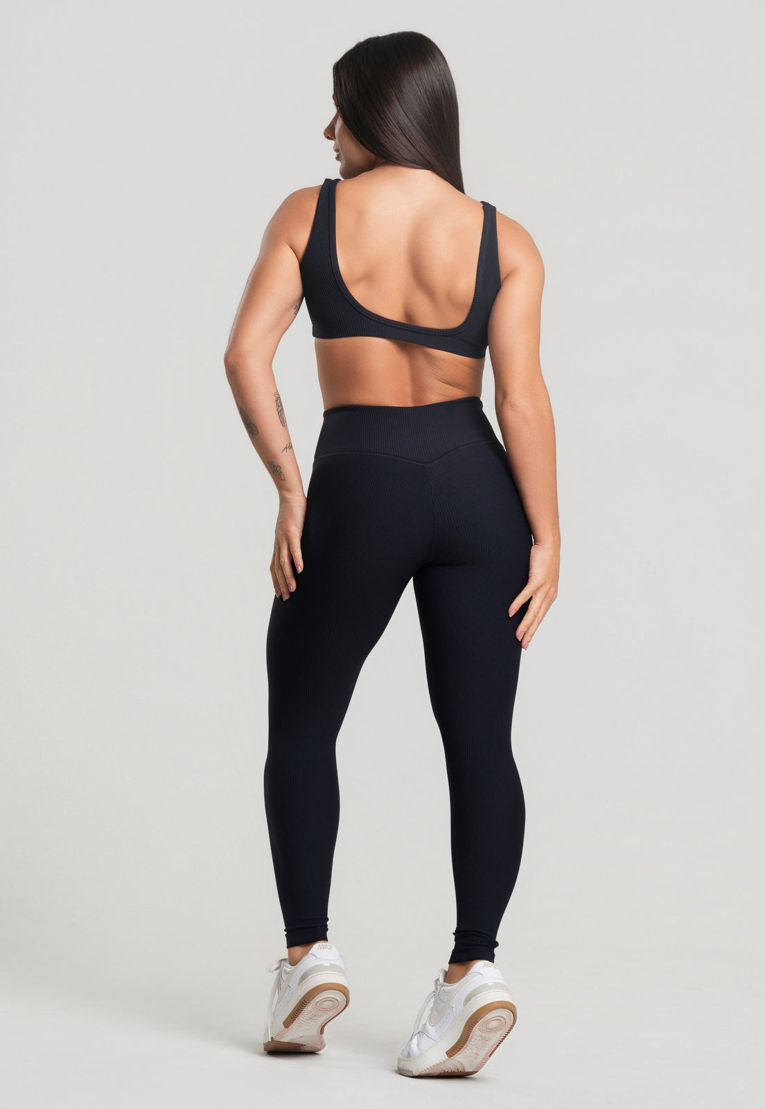 Conjunto Calça + Top Canelado Preto
