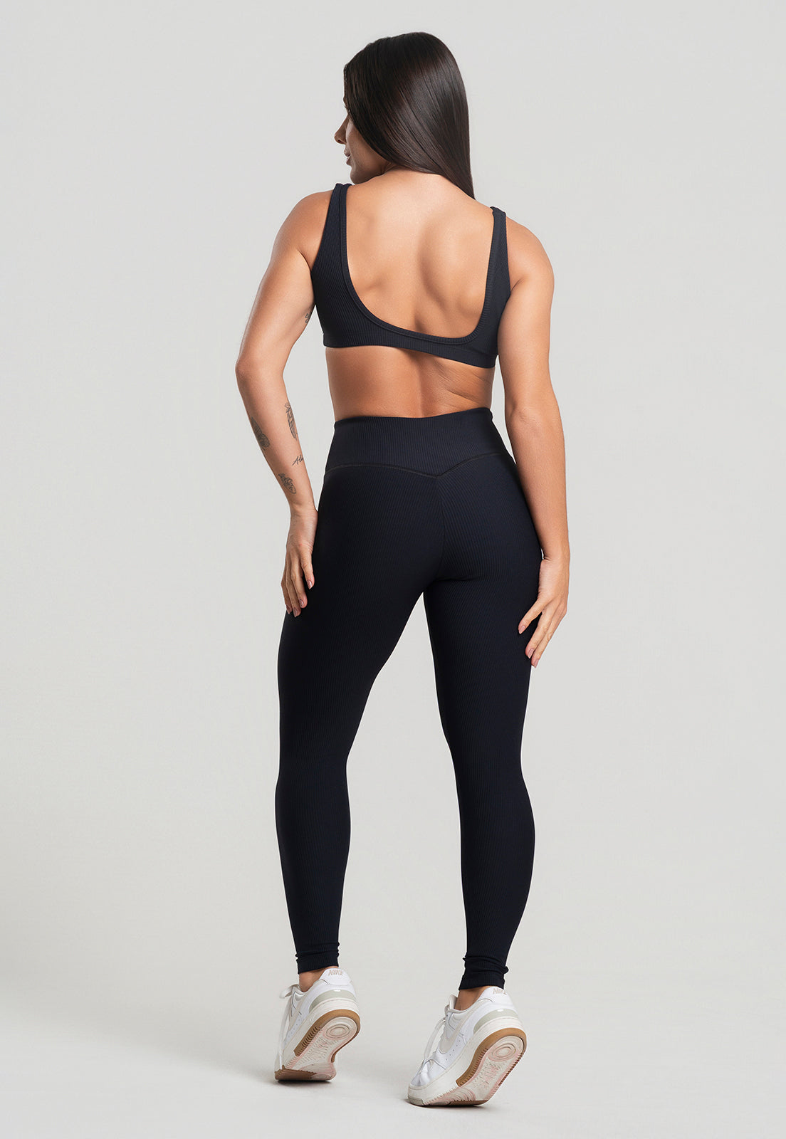 Conjunto Calça + Top Canelado Preto