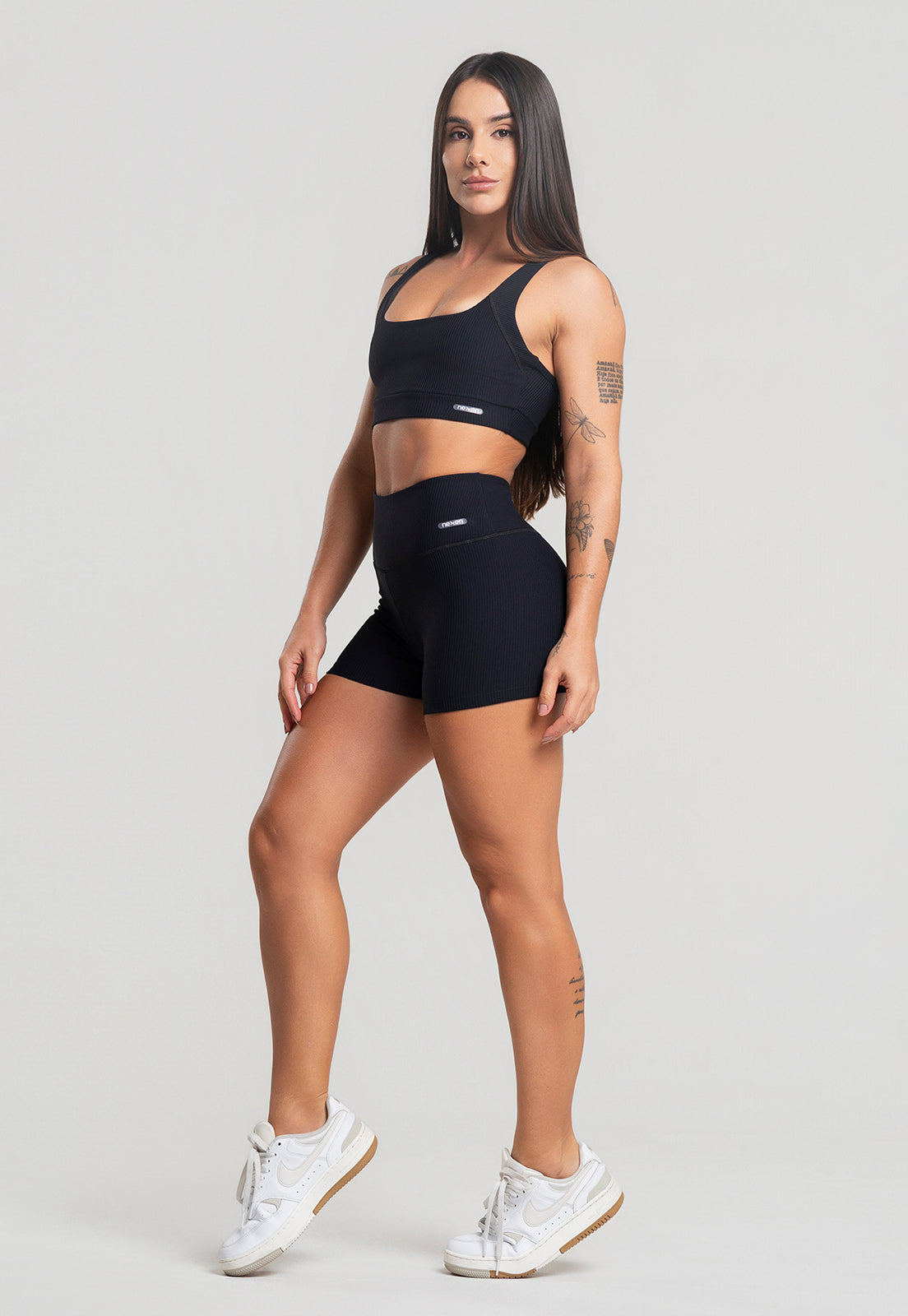 Conjunto Short + Top Canelado Preto