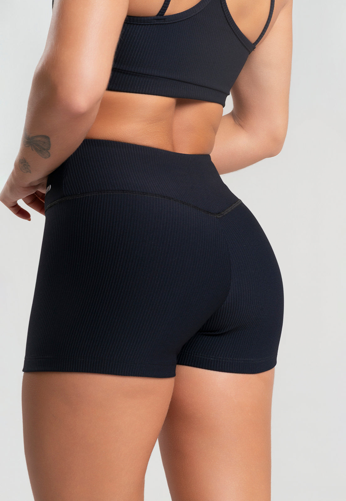 Conjunto Short + Top Canelado Preto