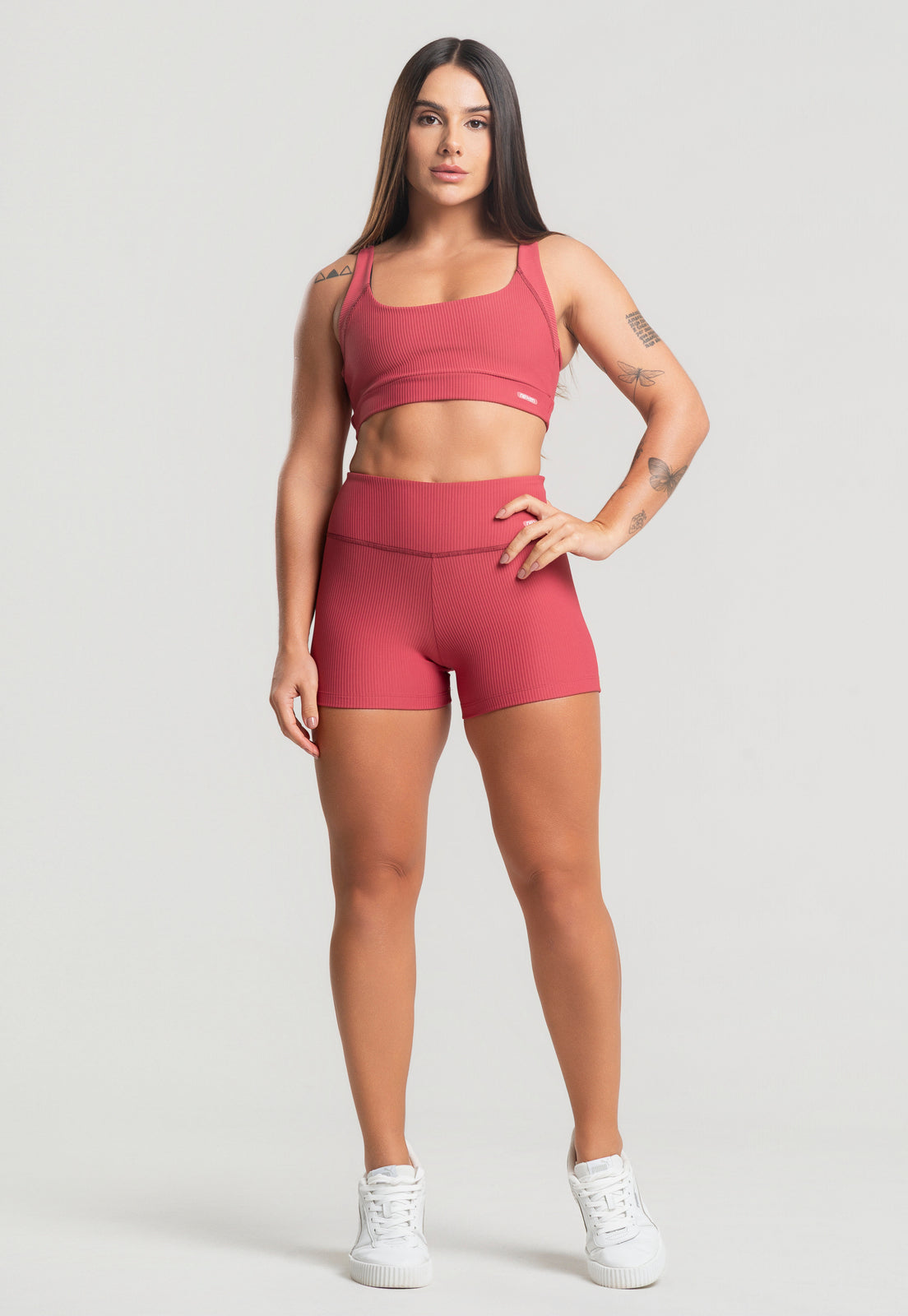 Conjunto Short + Top Canelado Cereja