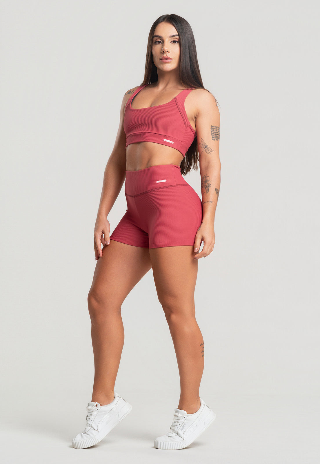 Conjunto Short + Top Canelado Cereja