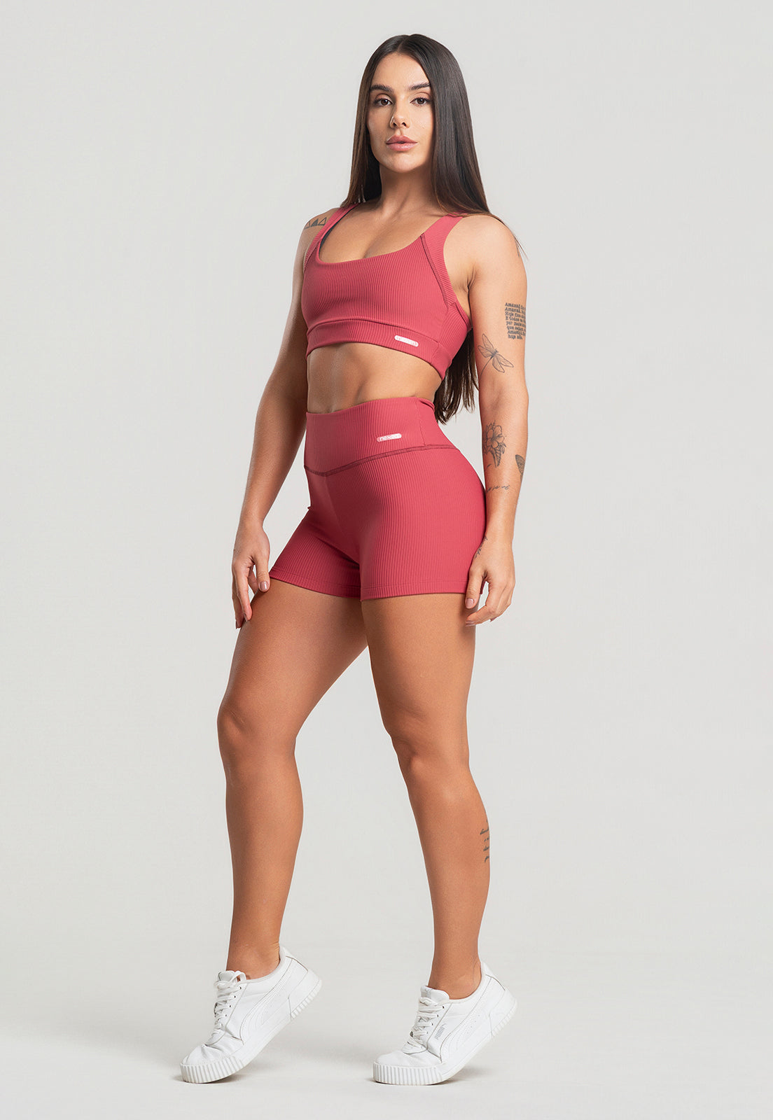 Conjunto Short + Top Canelado Cereja