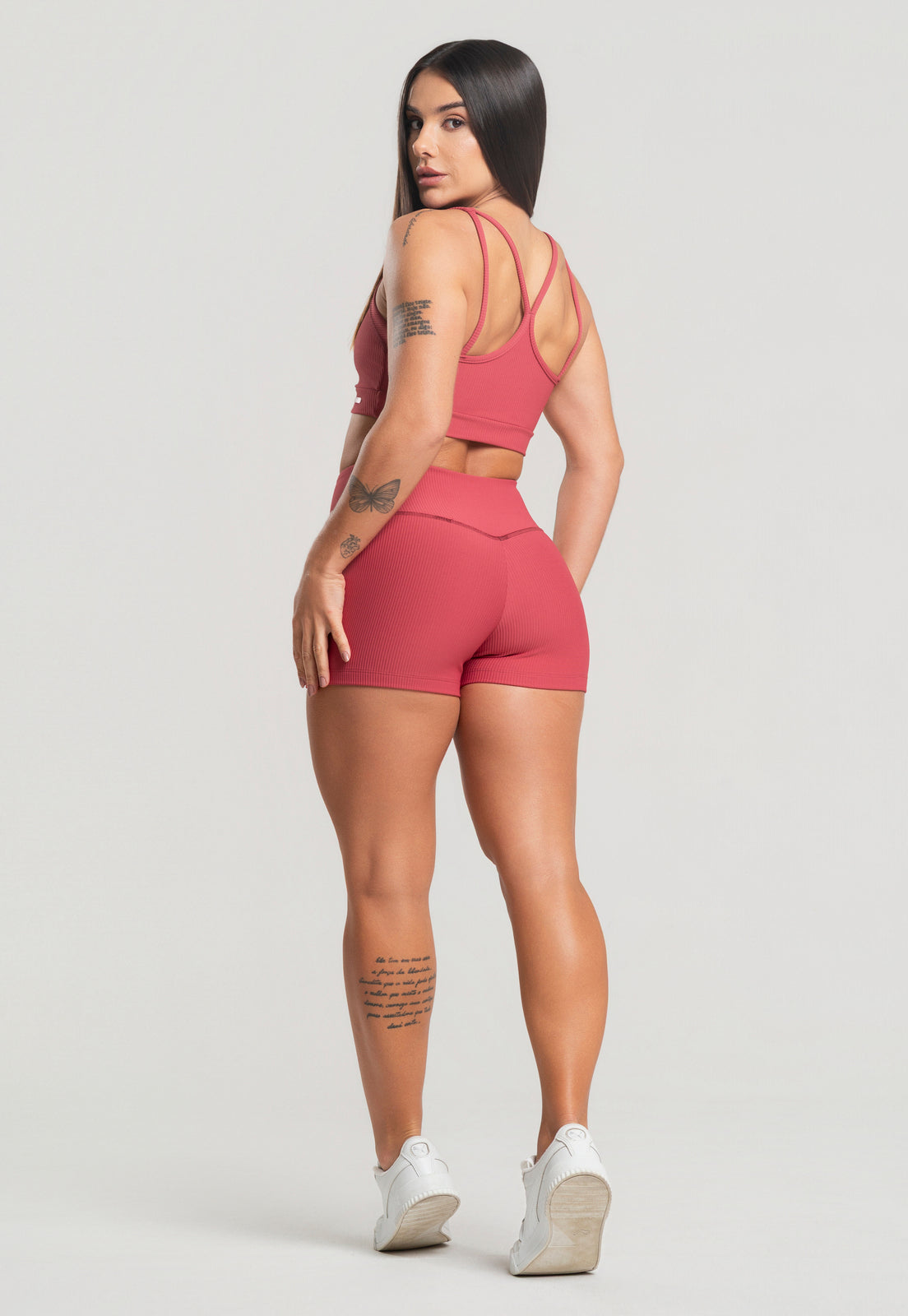 Conjunto Short + Top Canelado Cereja