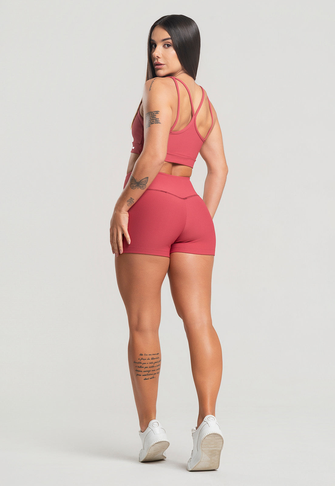 Conjunto Short + Top Canelado Cereja