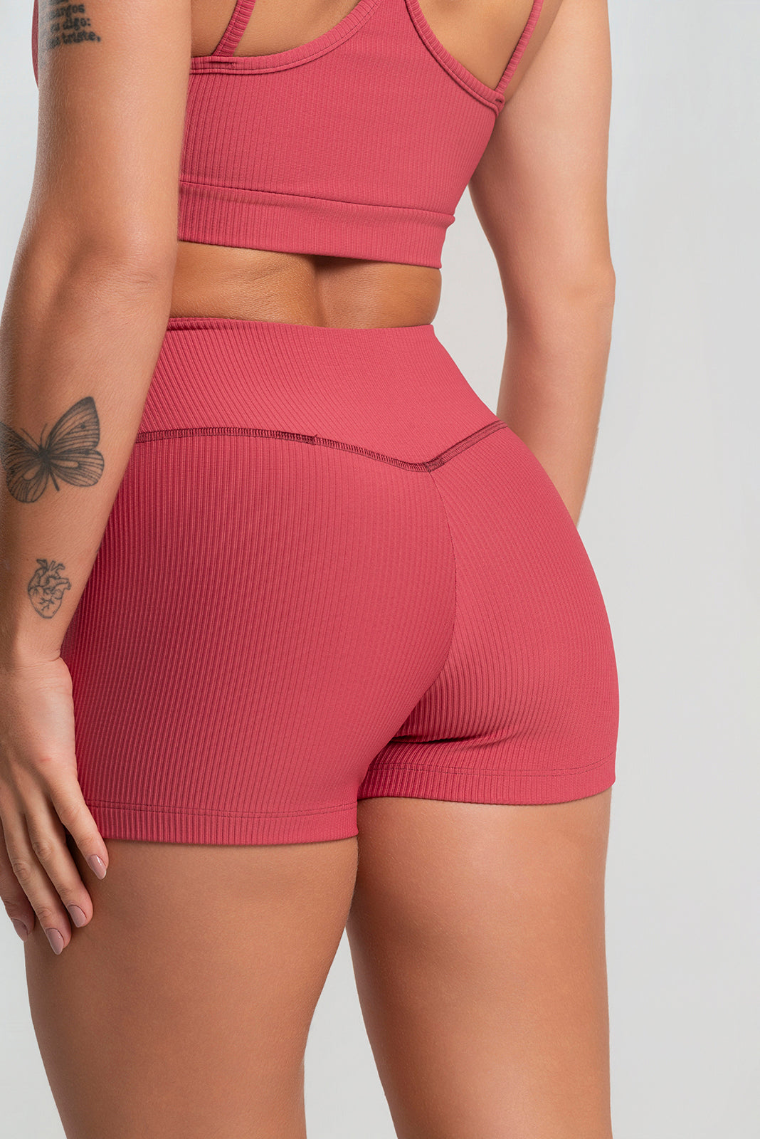 Conjunto Short + Top Canelado Cereja