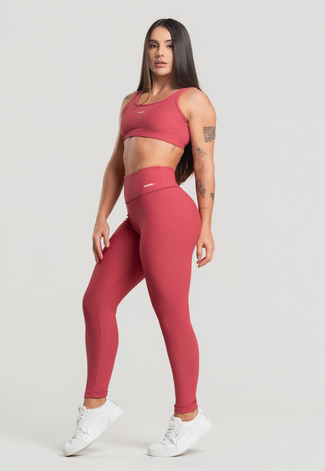Conjunto Calça + Top Canelado Cereja