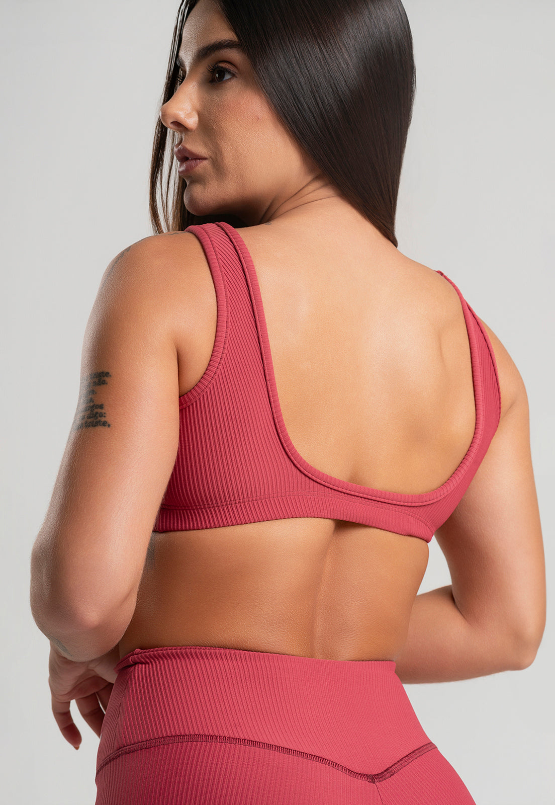 Conjunto Calça + Top Canelado Cereja