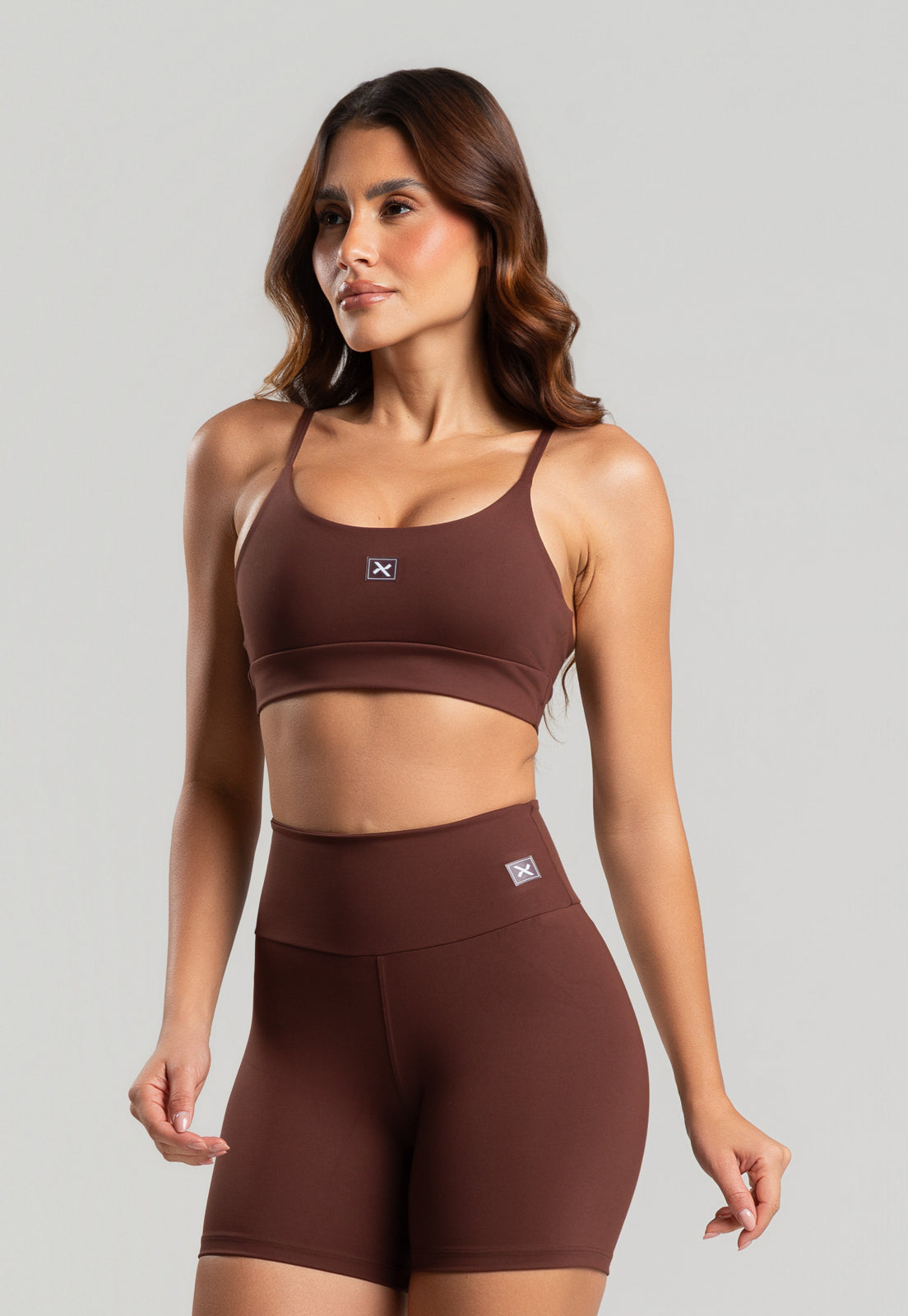 Conjunto Short + Top Basic Marron