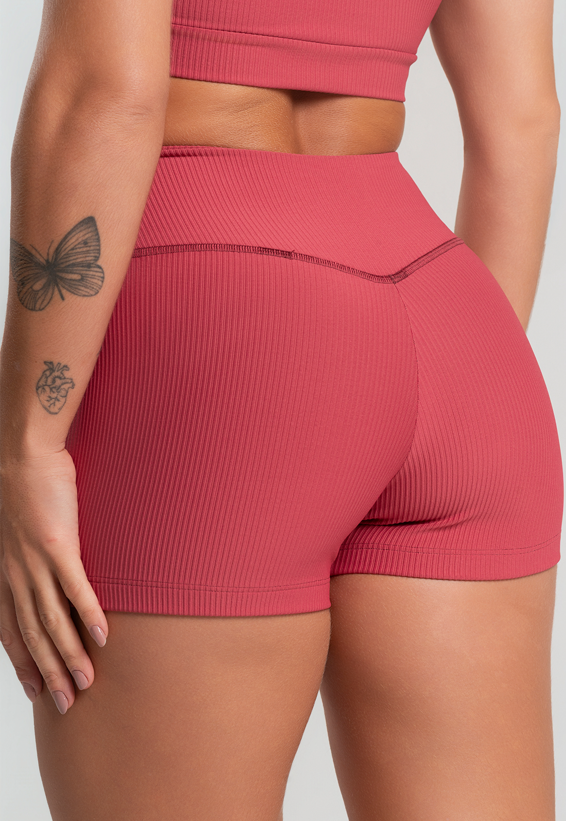 Short Canelado Cereja