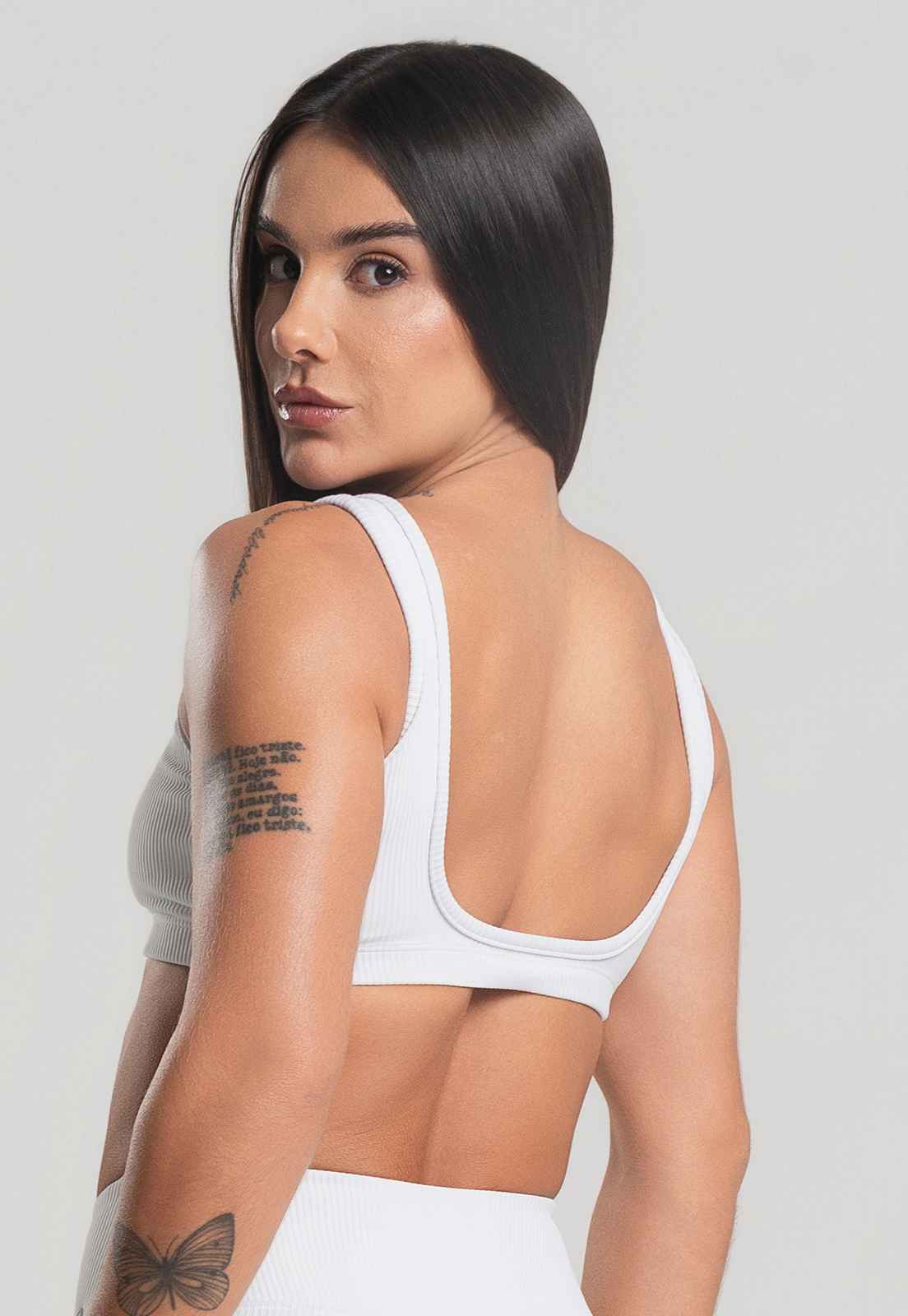 Top Alça Canelado Branco