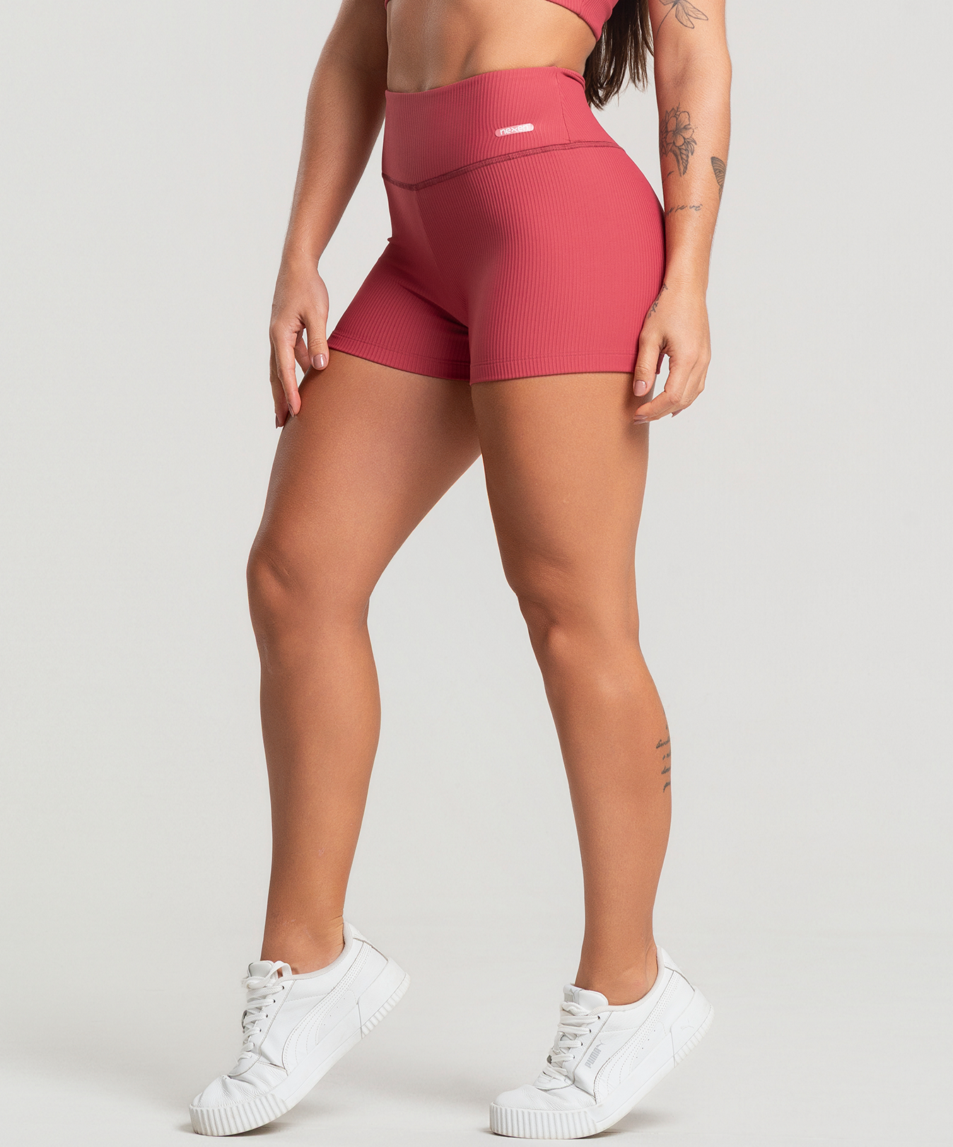 Short Canelado Cereja