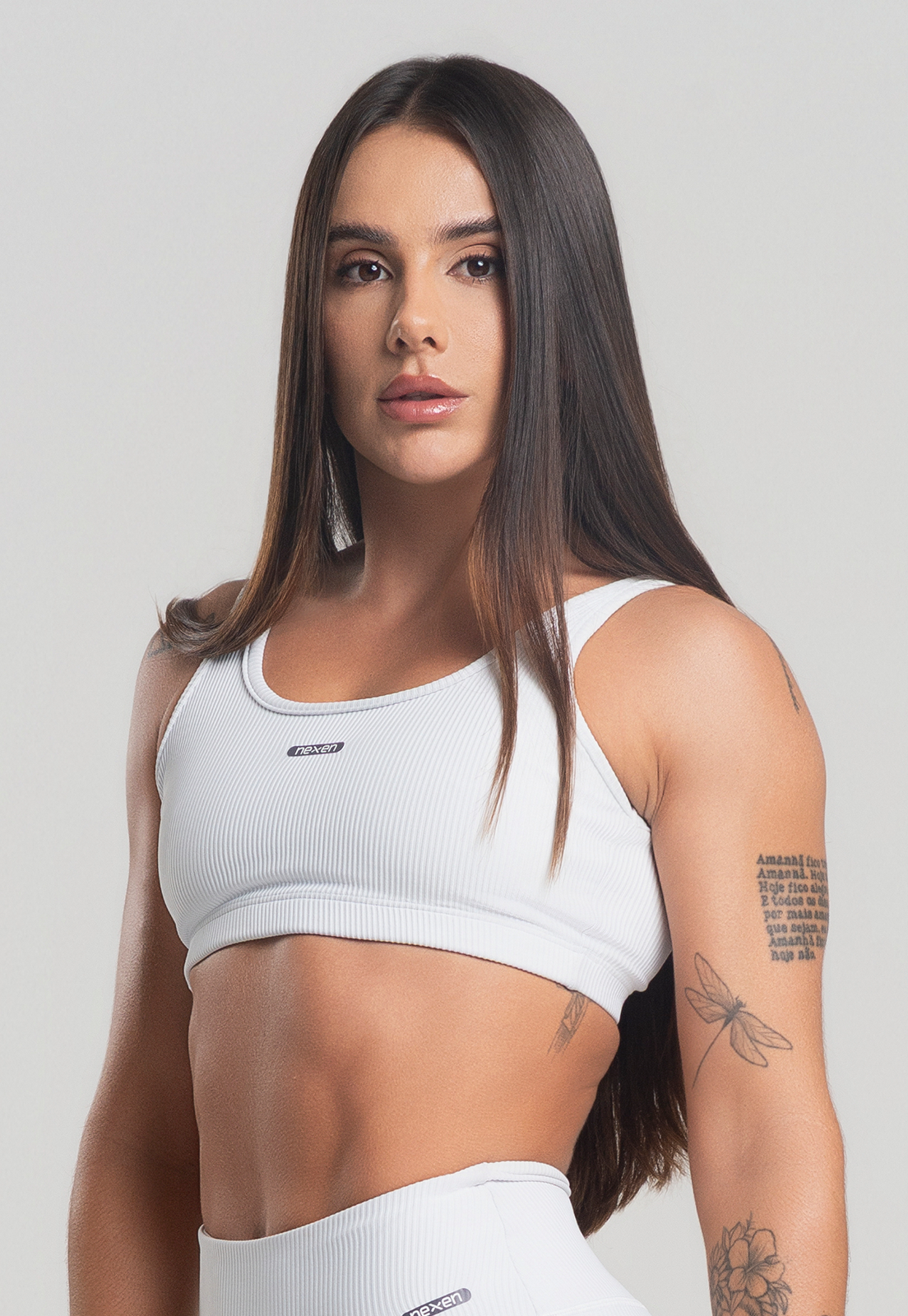 Top Alça Canelado Branco