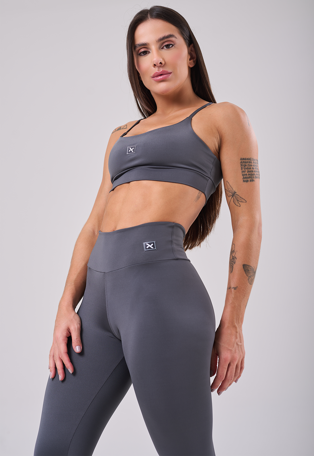 Conjunto Legging + Top Basic Grafite