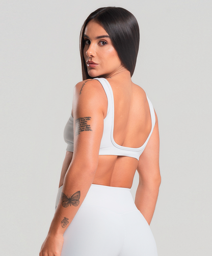 Top Alça Canelado Branco
