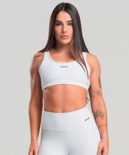 Top Alça Canelado Branco