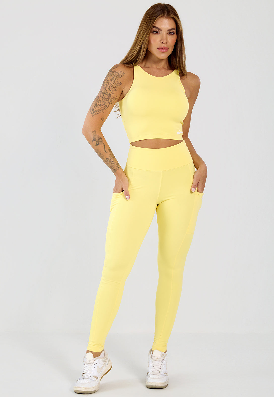 Conjunto Top e Legging Íris Amarelo Manteiga