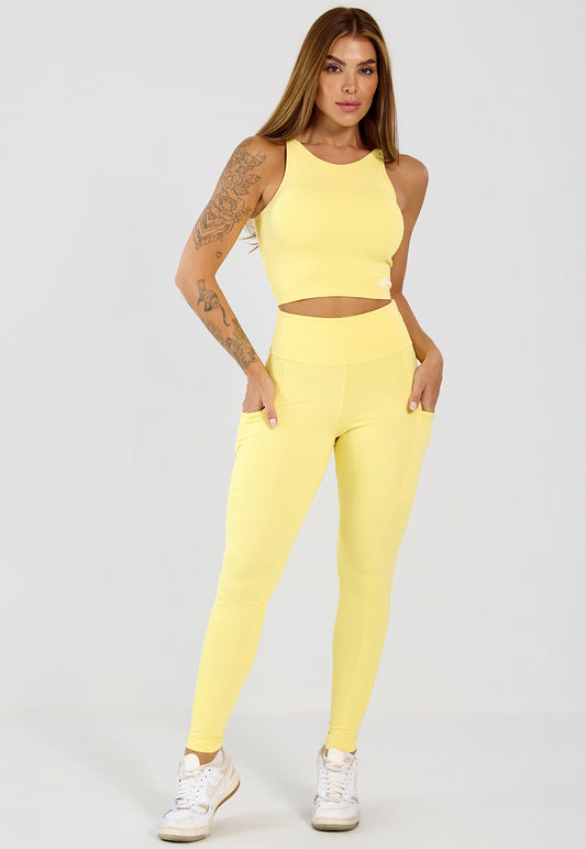 Conjunto Top e Legging Íris Amarelo Manteiga