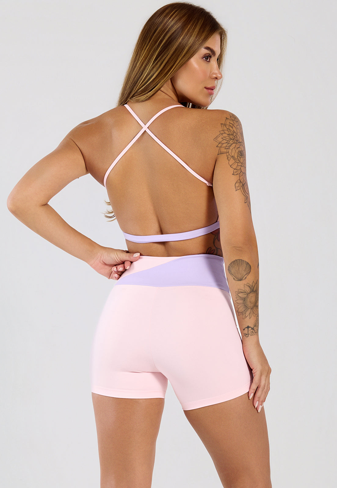Conjunto Short e Top Lótus Rosa e Lilás