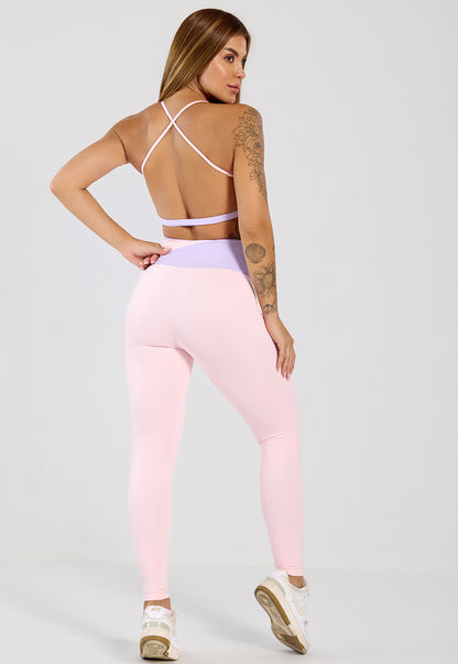 Conjunto Legging e Top Lótus Rosa e Lilás
