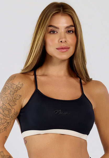Top Lótus Preto e Nude