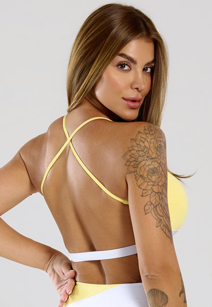 Conjunto Legging e Top Lótus Amarelo Manteiga