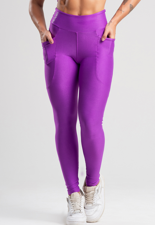 Legging Glow Pocket Roxo Poliamida