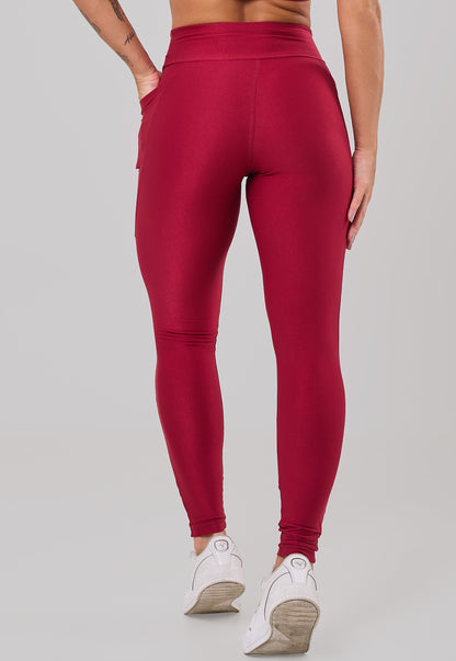 Legging Glow Pocket Cherry Poliamida
