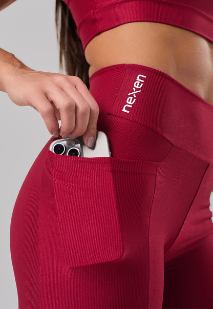 Legging Glow Pocket Cherry Poliamida