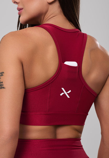 Conjunto Glow Pocket Cherry  Poliamida Short+Top