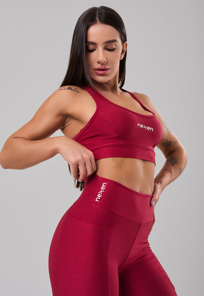 Conjunto Glow Pocket Cherry  Poliamida Legging+Top