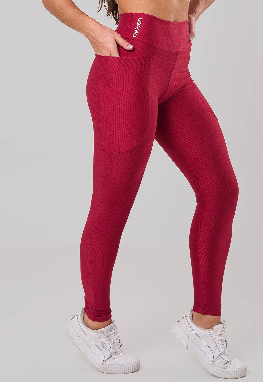 Legging Glow Pocket Cherry Poliamida