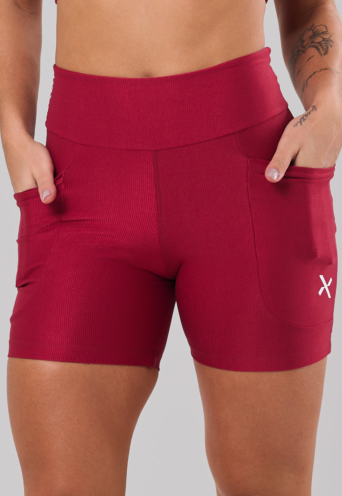 Short Glow Pocket Cherry Poliamida