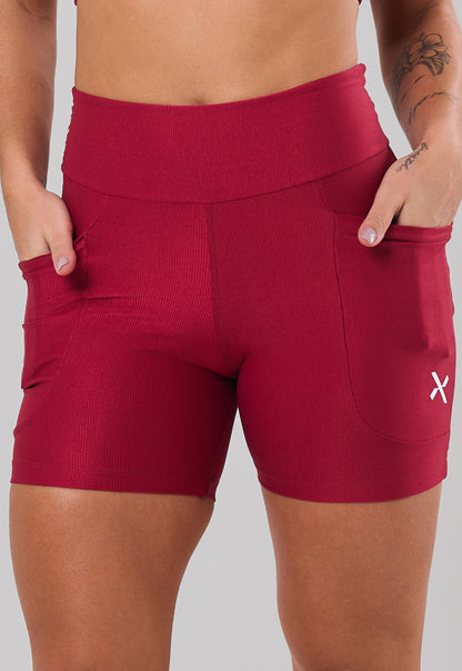 Short Glow Pocket Cherry Poliamida