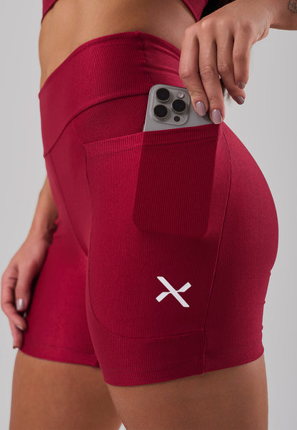 Short Glow Pocket Cherry Poliamida