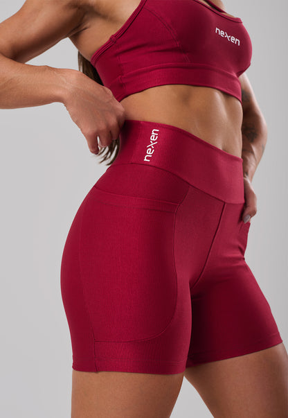 Short Glow Pocket Cherry Poliamida