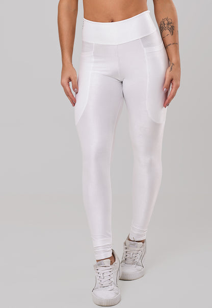 Legging Glow Pocket Branco Poliamida