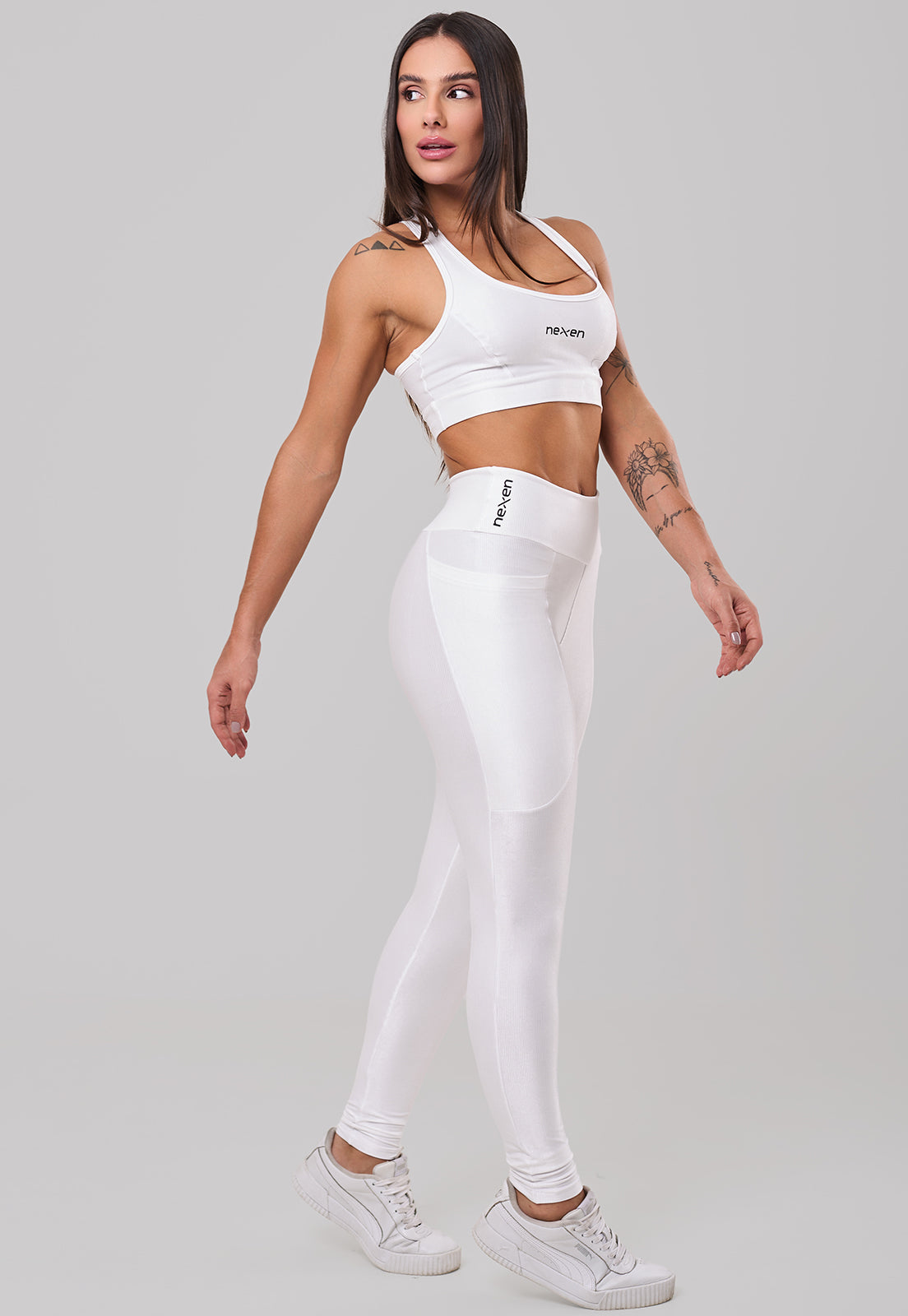 Conjunto Glow Pocket Branco Poliamida Legging+Top