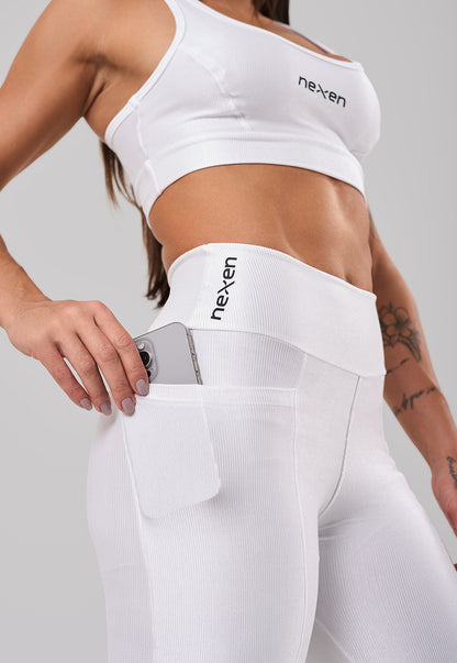 Conjunto Glow Pocket Branco Poliamida Legging+Top