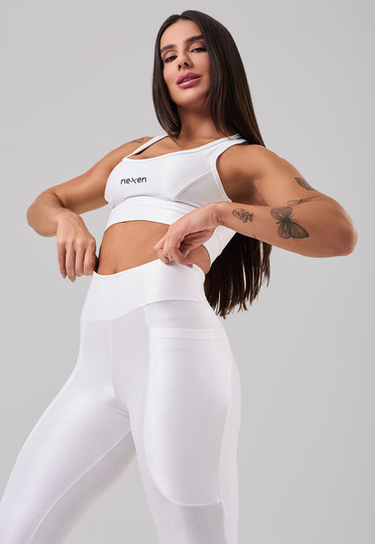 Conjunto Glow Pocket Branco Poliamida Legging+Top
