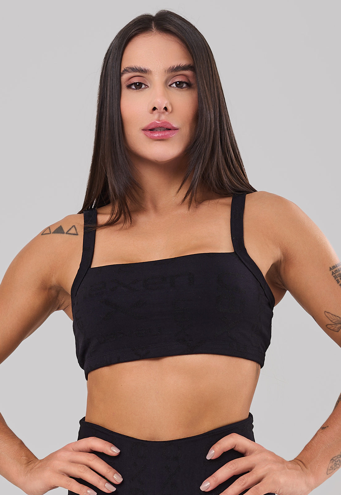 Top Costas Abertas Reflexo Preto