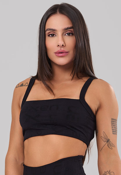 Top Costas Abertas Reflexo Preto